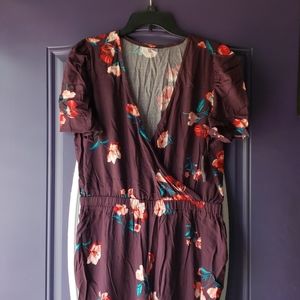 Old navy floral burgandy full length jumpsuit